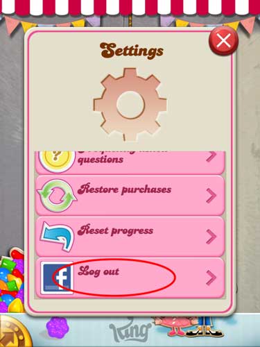 Candy Crush Saga Tips how to change your facebook account using iPad or iPad Mini 1