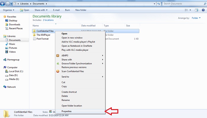 How to hide files in Windows Step 1