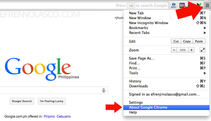 how to update google chrome step1