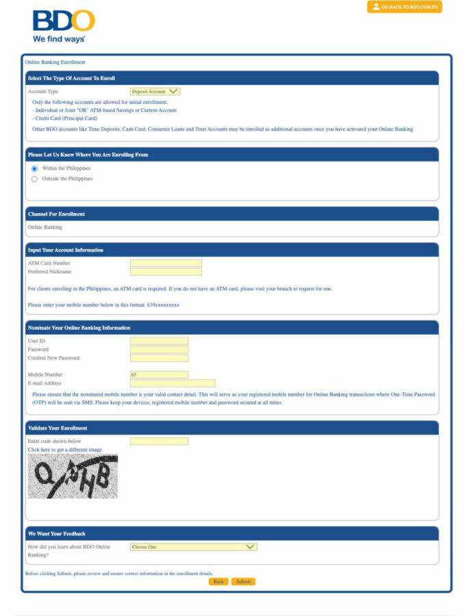 Register BDO Online banking Step 4 Enrollment form scaled Register BDO Online banking Step 4 Enrollment form