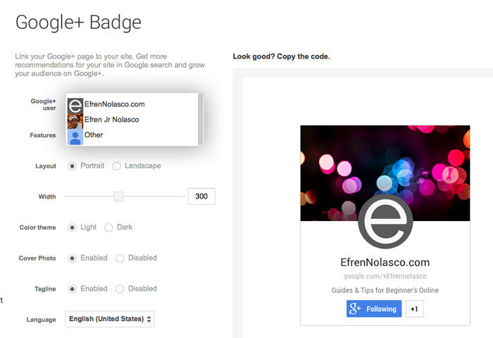Create Google Plus badge Create Google Plus badge