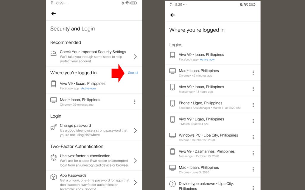 How to check if someone has logged into your Facebook account