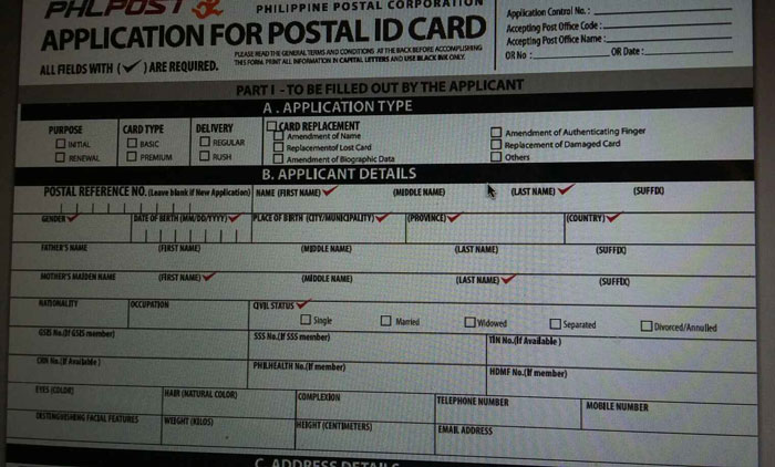 Application For Postal Id Card
