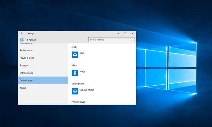 How to set Default App on Windows 10