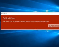 Window 10 Critical error