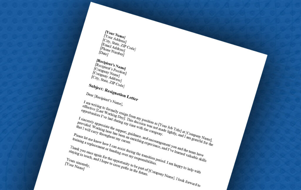 Resignation Letter Sample Resignation Letter