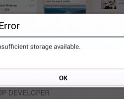 Insufficient storage available