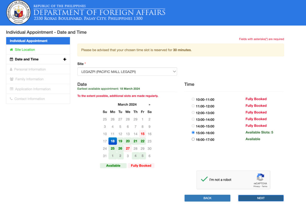 How to set passport appointment online - date and time