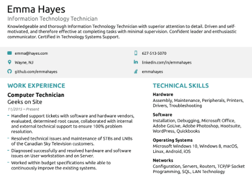Part of Resume