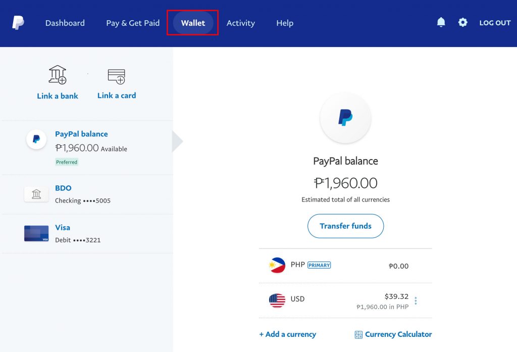 How to convert PayPal Funds from USD to PHP step 2