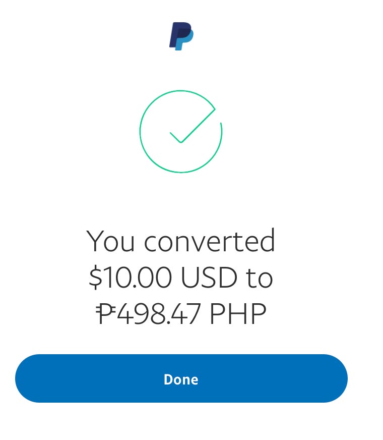 How to convert PayPal Funds from USD to PHP step 7