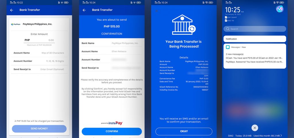 How to transfer funds from GCash to PayMaya step 5-8