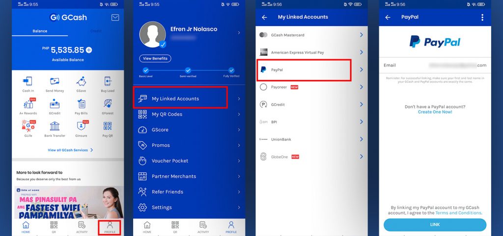 Link PayPal to GCash Steps 1-4