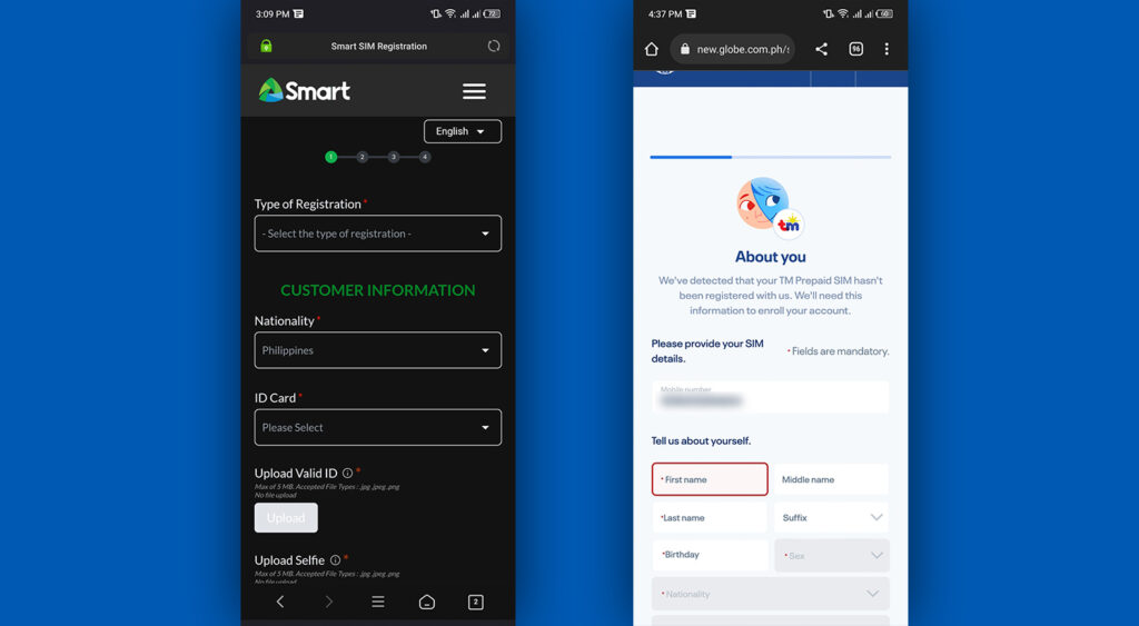 SIM Registration Step 2: Personal Details