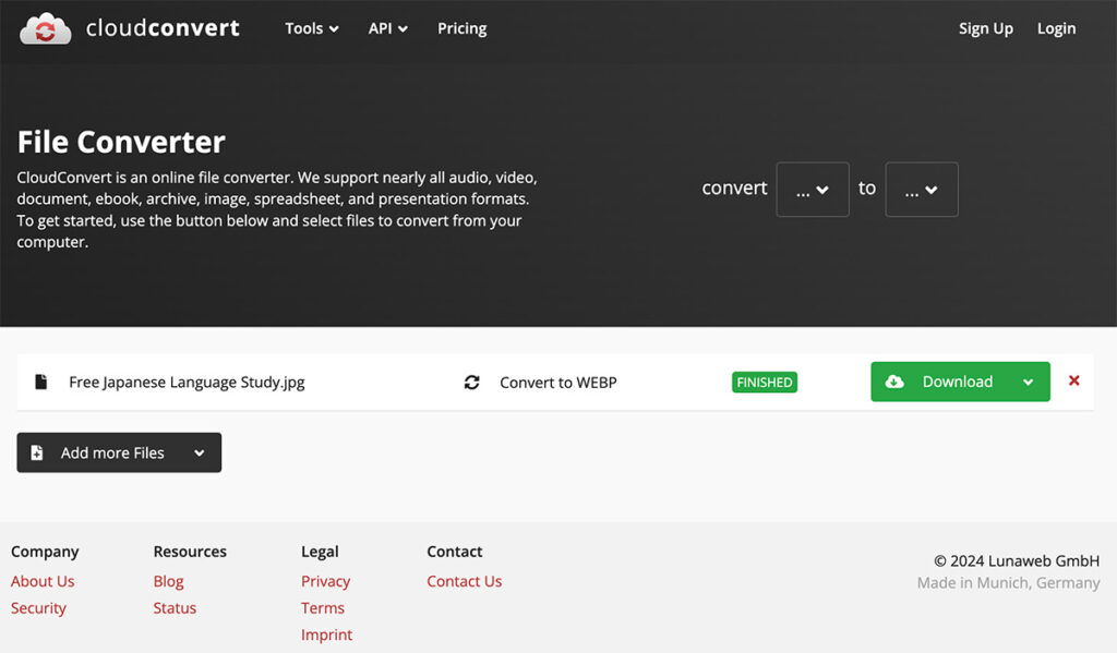 Cloud Convert image videos pdf