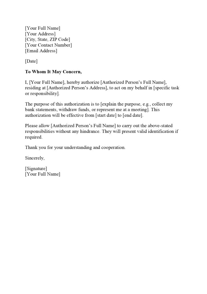 Authorization Letter sample