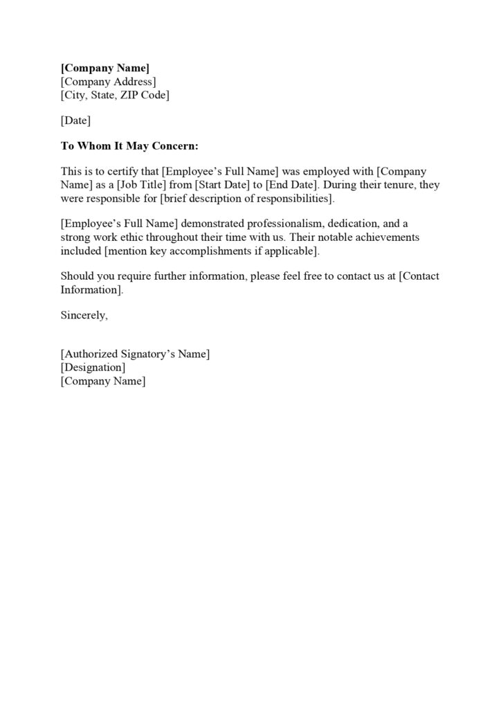 Certificate of Employment Certificate of Employment Sample