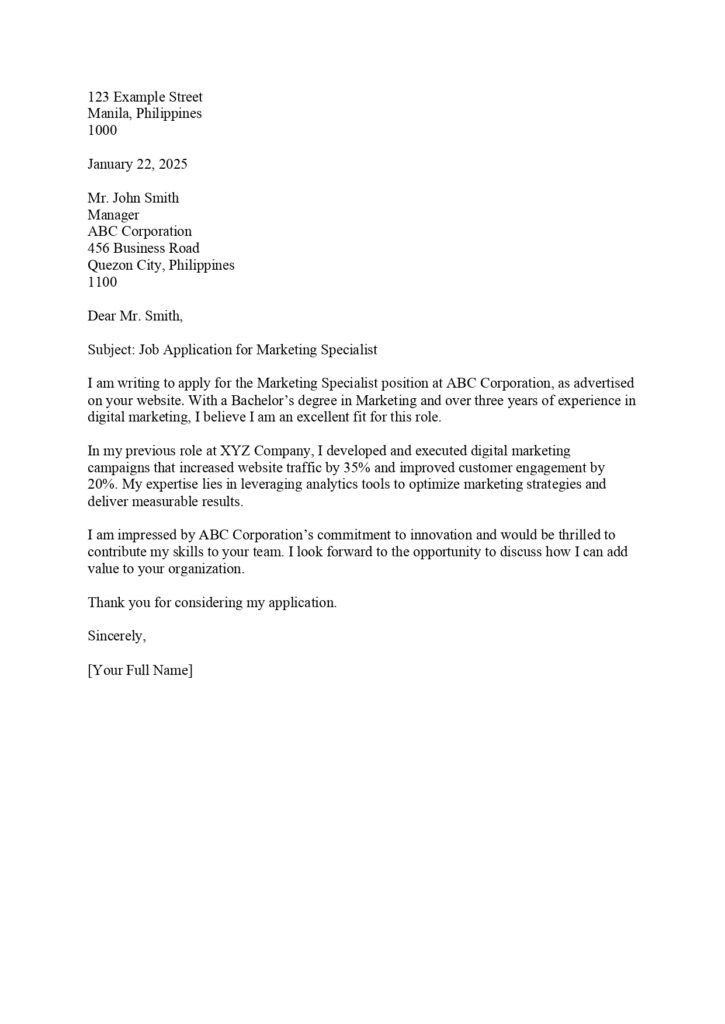 Formal Letter Format Formal Letter Format