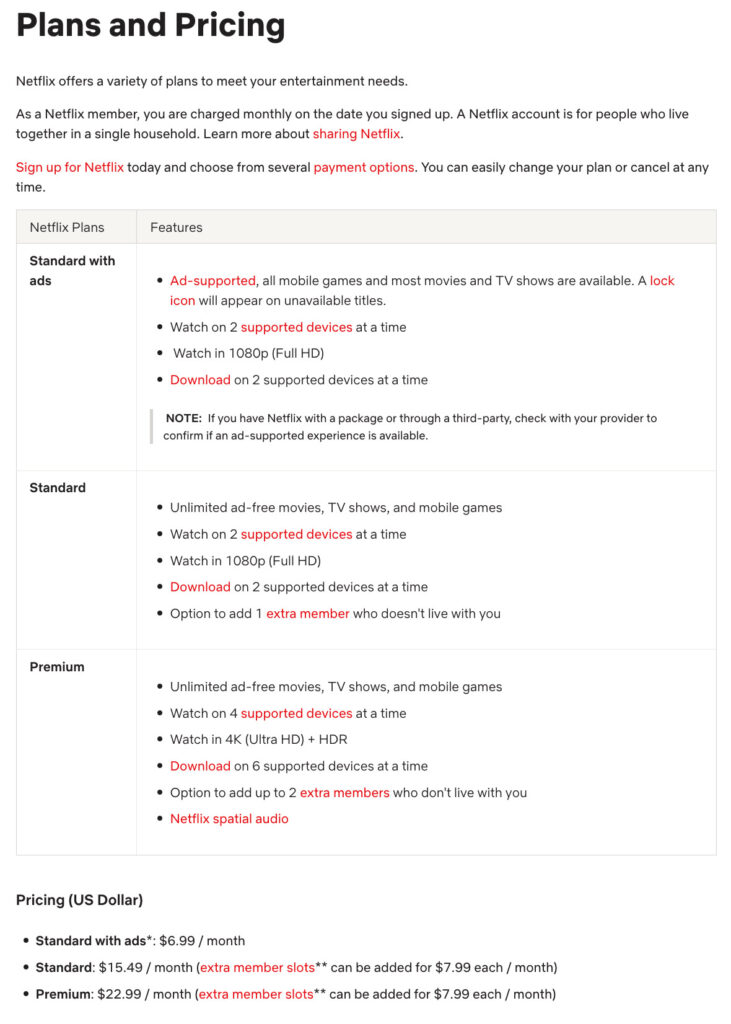 Netflix Plans and Pricing US Netflix Plans and Pricing US