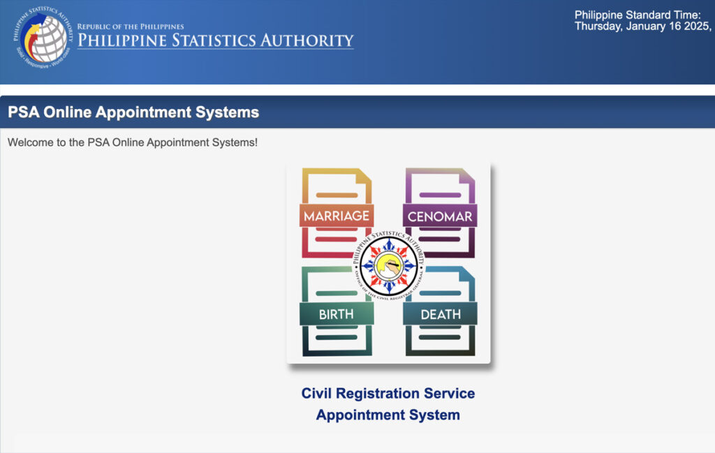 PSA Online Appointment Step 1