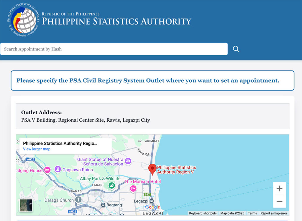 Psa online appointment - select psa outlet
