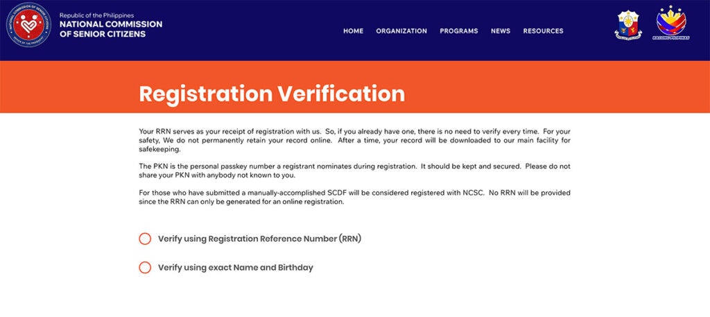 Senior Citizen Online Registration Verification Senior Citizen Online Registration - Verification