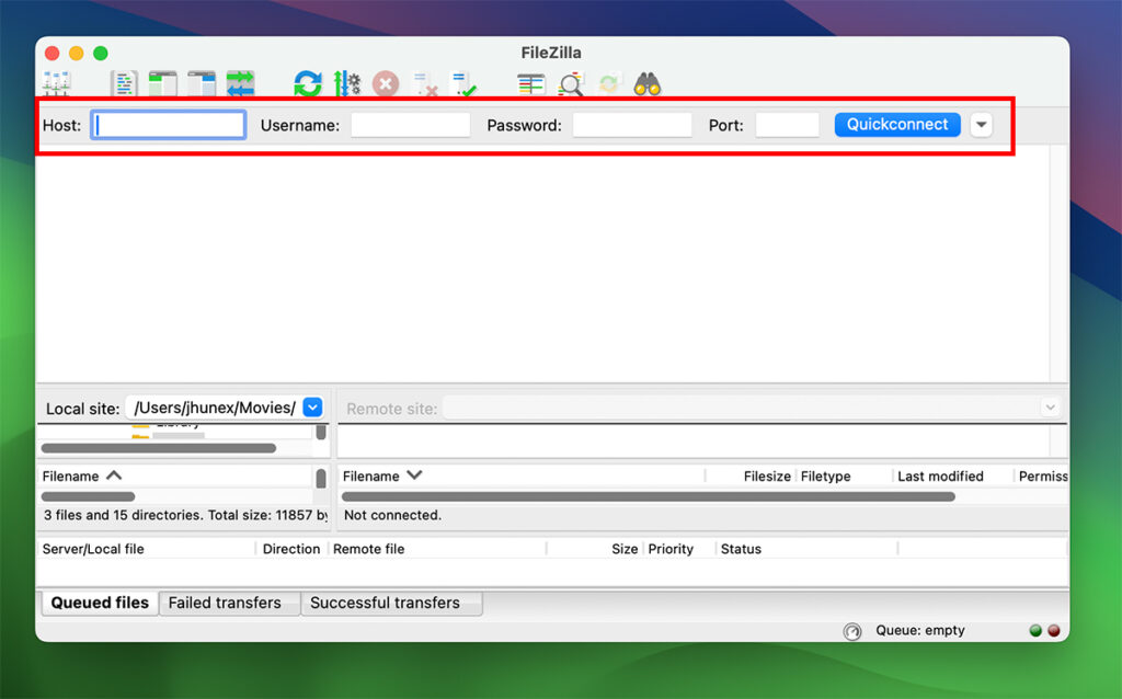Filezilla Interface Filezilla Interface
