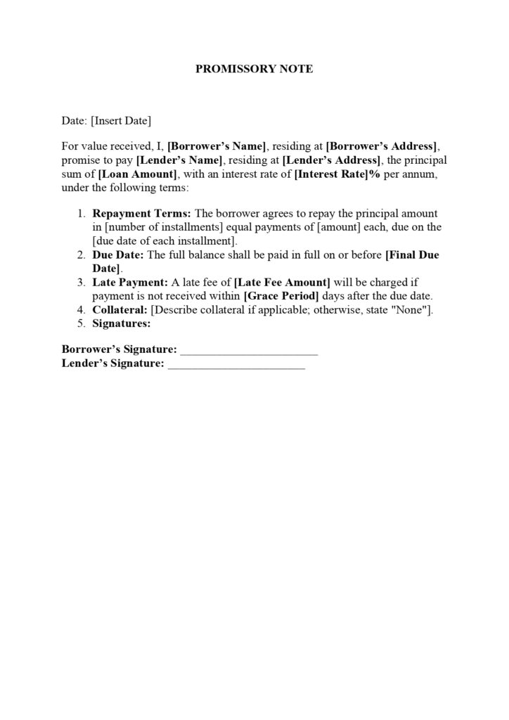 Promissory Note Promissory Note Sample