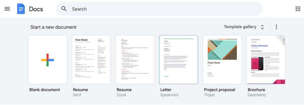 Google Docs Interface