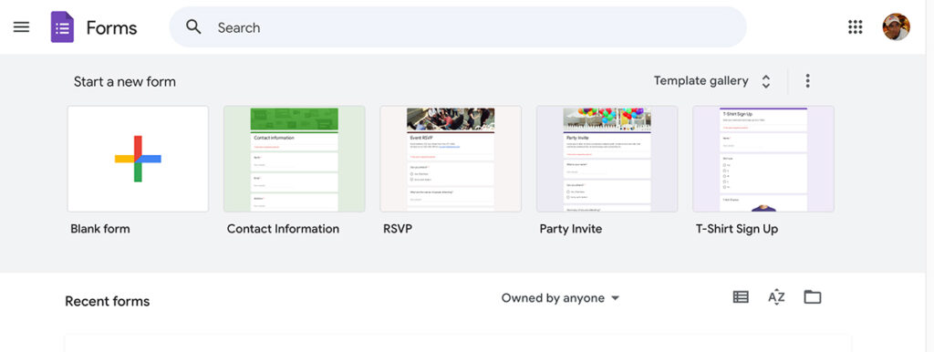 Google Forms Interface Google Forms Interface